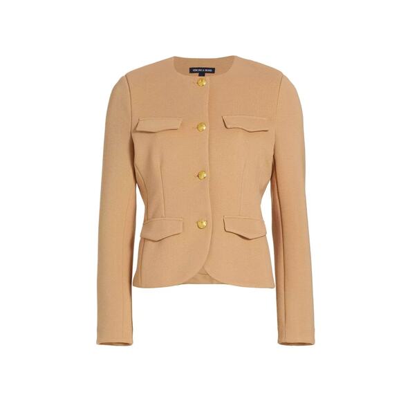 Veronica Beard Kensington Knit Jacket Women's Small Latte Tailored Fit NWT $448